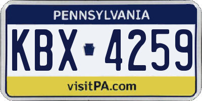 PA license plate KBX4259