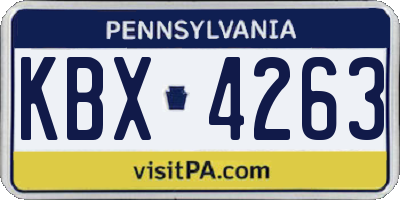 PA license plate KBX4263