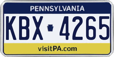 PA license plate KBX4265