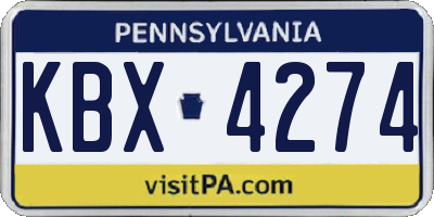 PA license plate KBX4274
