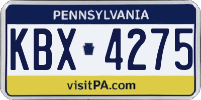 PA license plate KBX4275