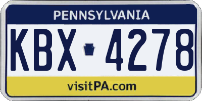 PA license plate KBX4278