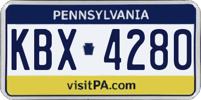 PA license plate KBX4280