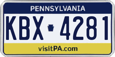 PA license plate KBX4281