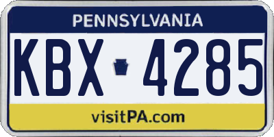 PA license plate KBX4285