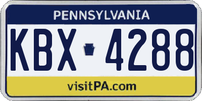 PA license plate KBX4288