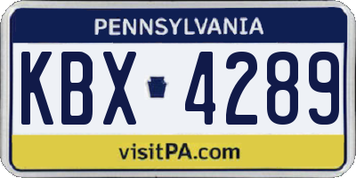 PA license plate KBX4289