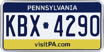 PA license plate KBX4290