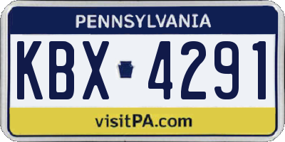PA license plate KBX4291