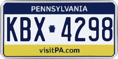PA license plate KBX4298