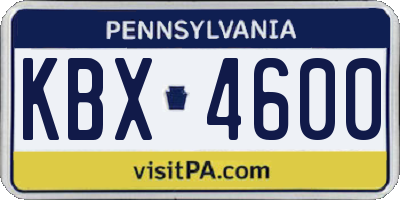 PA license plate KBX4600
