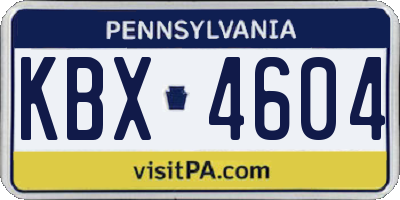 PA license plate KBX4604