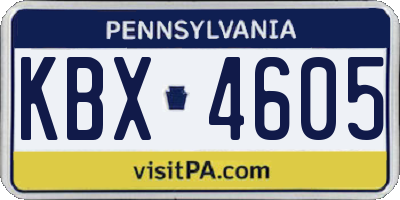 PA license plate KBX4605