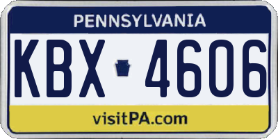 PA license plate KBX4606