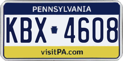PA license plate KBX4608