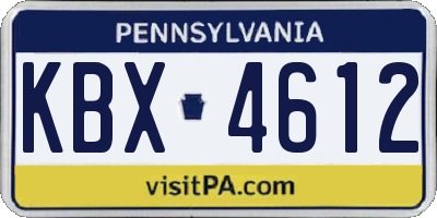 PA license plate KBX4612