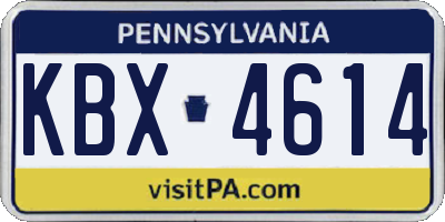 PA license plate KBX4614