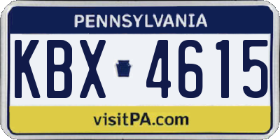 PA license plate KBX4615