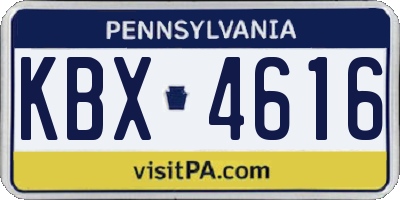 PA license plate KBX4616