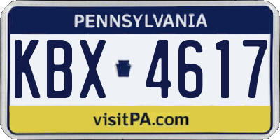 PA license plate KBX4617
