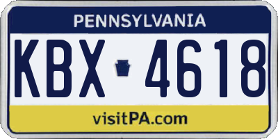 PA license plate KBX4618