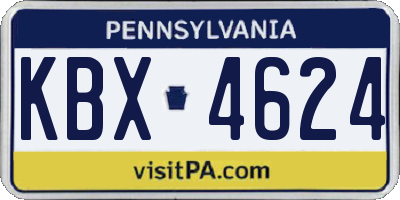 PA license plate KBX4624