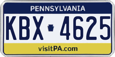 PA license plate KBX4625