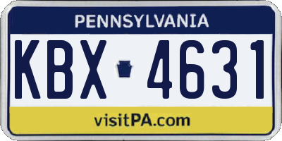 PA license plate KBX4631