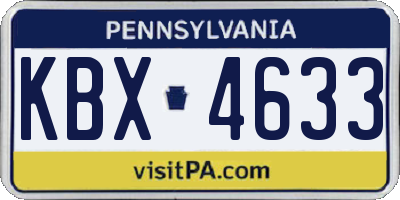 PA license plate KBX4633