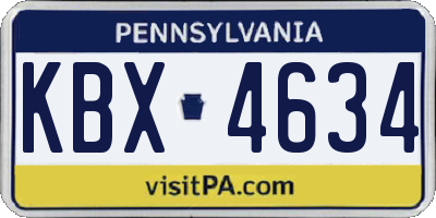 PA license plate KBX4634