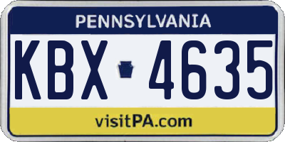 PA license plate KBX4635