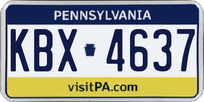 PA license plate KBX4637