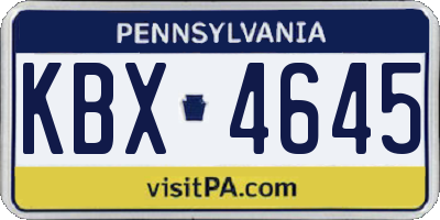 PA license plate KBX4645