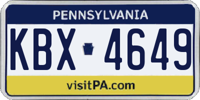 PA license plate KBX4649