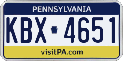 PA license plate KBX4651