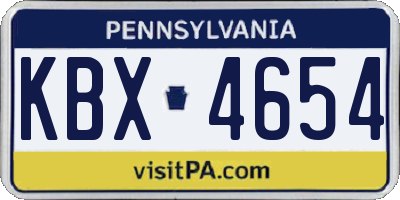 PA license plate KBX4654