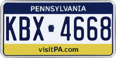 PA license plate KBX4668