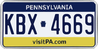PA license plate KBX4669