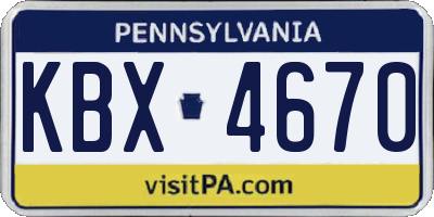 PA license plate KBX4670