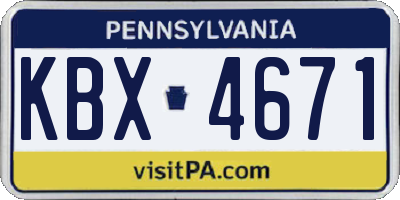 PA license plate KBX4671