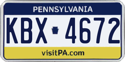 PA license plate KBX4672