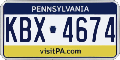 PA license plate KBX4674
