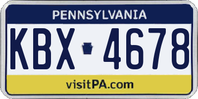 PA license plate KBX4678