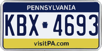 PA license plate KBX4693