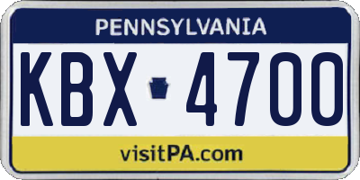 PA license plate KBX4700