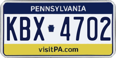 PA license plate KBX4702