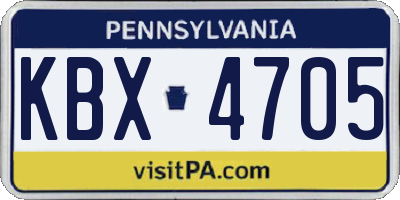 PA license plate KBX4705