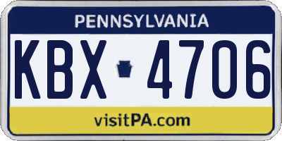 PA license plate KBX4706