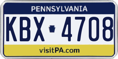 PA license plate KBX4708