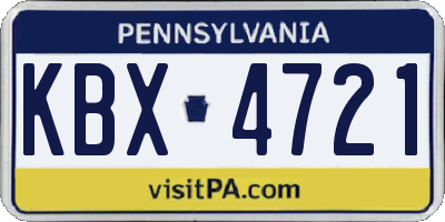 PA license plate KBX4721